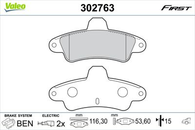Brake Pad Set, disc brake VALEO 302763