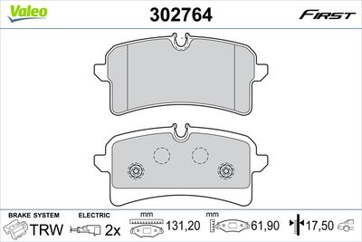 Brake Pad Set, disc brake VALEO 302764