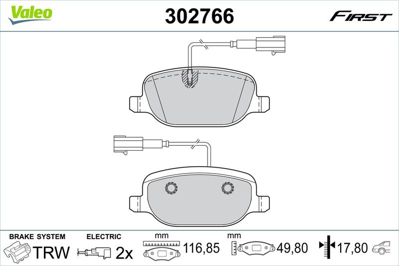 VALEO 302766 Brake Pad Set, disc brake