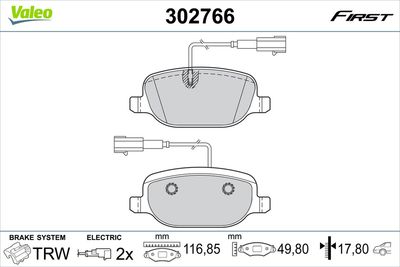 Brake Pad Set, disc brake VALEO 302766
