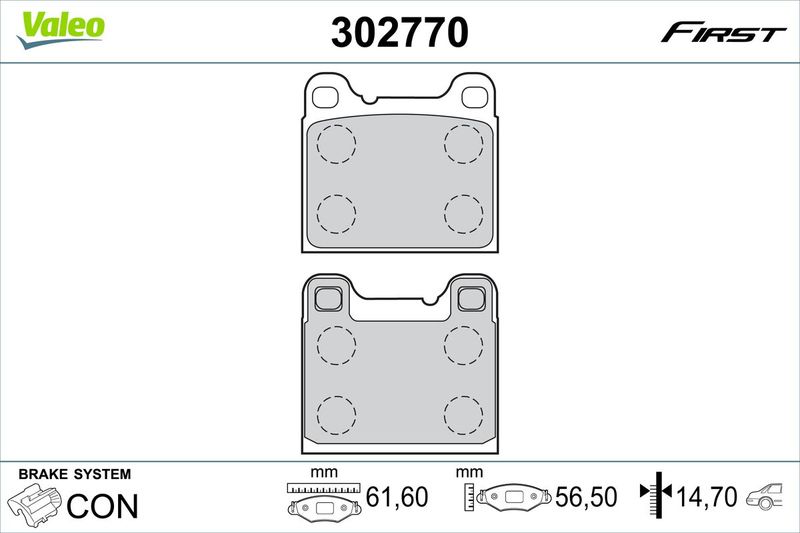 VALEO 302770 Brake Pad Set, disc brake