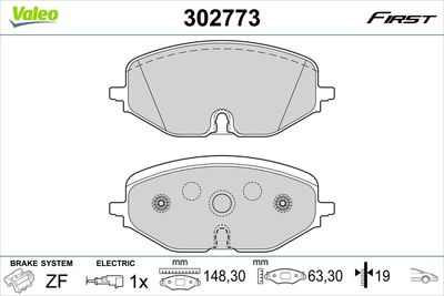 Brake Pad Set, disc brake VALEO 302773