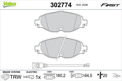 Brake Pad Set, disc brake VALEO 302774