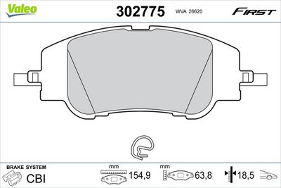 Brake Pad Set, disc brake VALEO 302775