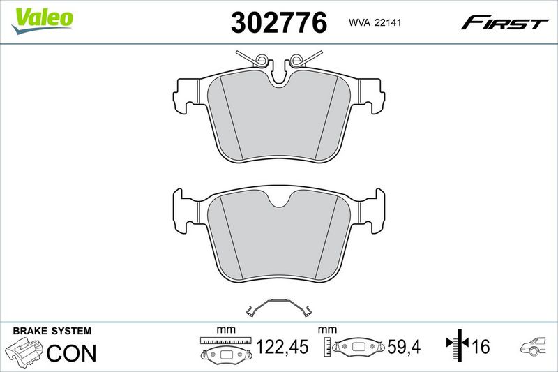 VALEO 302776 Brake Pad Set, disc brake
