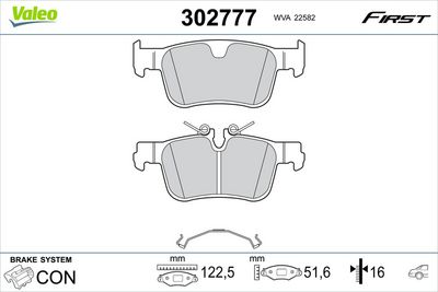 Brake Pad Set, disc brake VALEO 302777
