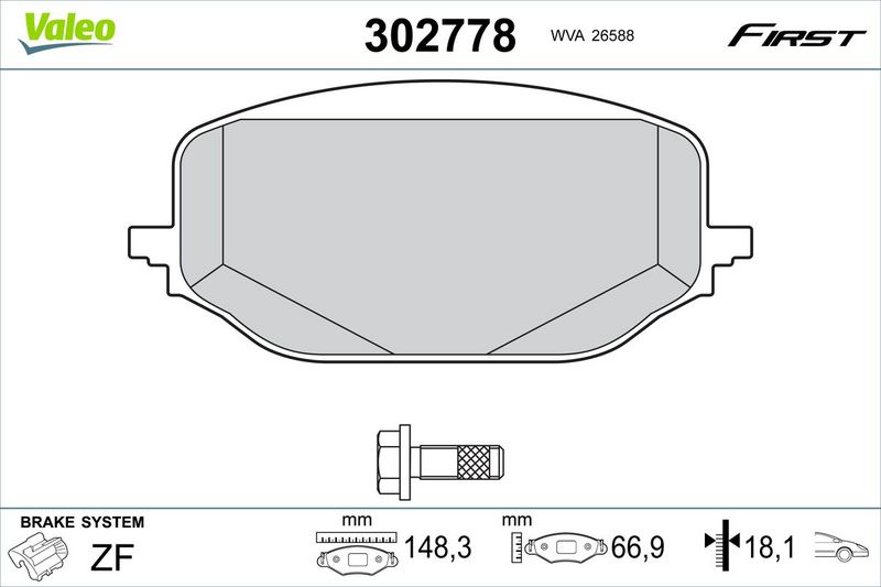 VALEO 302778 Brake Pad Set, disc brake