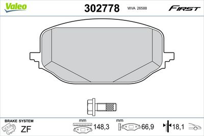 Brake Pad Set, disc brake VALEO 302778