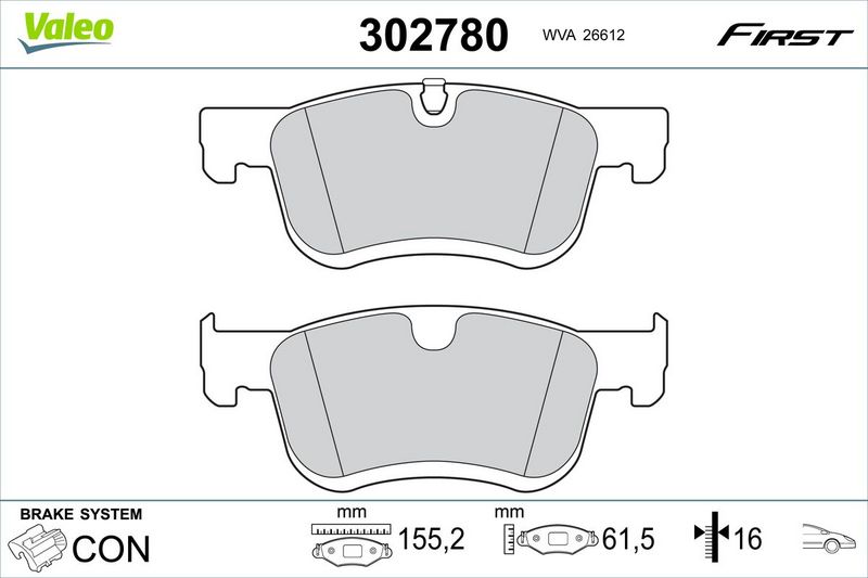VALEO 302780 Brake Pad Set, disc brake