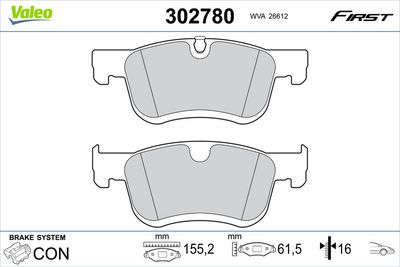 Brake Pad Set, disc brake VALEO 302780