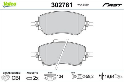 Brake Pad Set, disc brake VALEO 302781