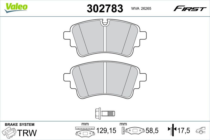 VALEO 302783 Brake Pad Set, disc brake