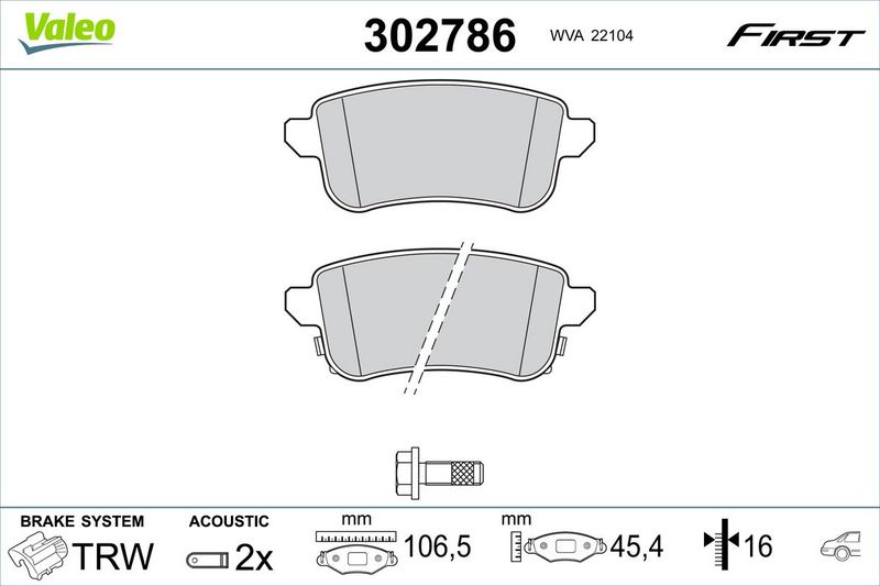 VALEO 302786 Brake Pad Set, disc brake