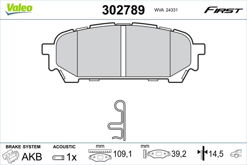VALEO 302789 Brake Pad Set, disc brake