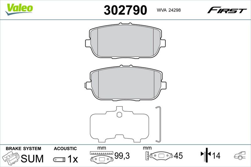 VALEO 302790 Brake Pad Set, disc brake