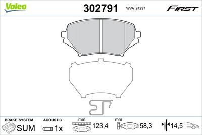 Brake Pad Set, disc brake VALEO 302791