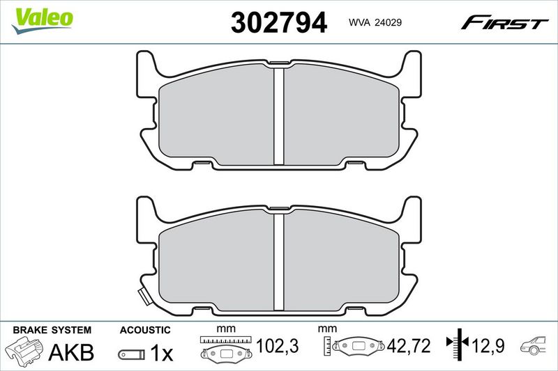 VALEO 302794 Brake Pad Set, disc brake