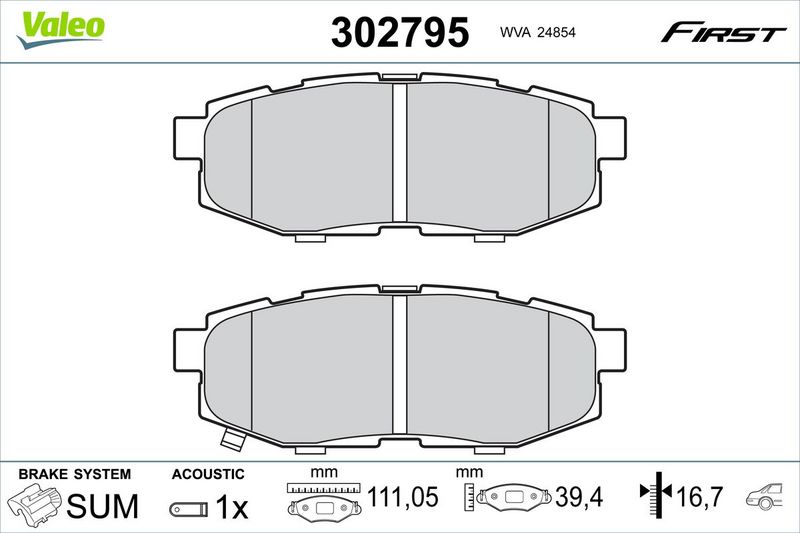 VALEO 302795 Brake Pad Set, disc brake