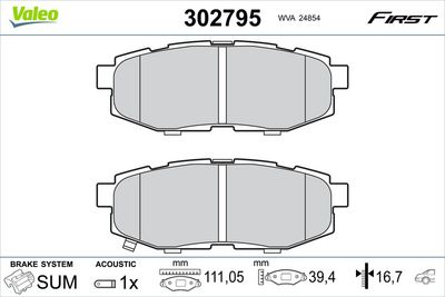 Brake Pad Set, disc brake VALEO 302795