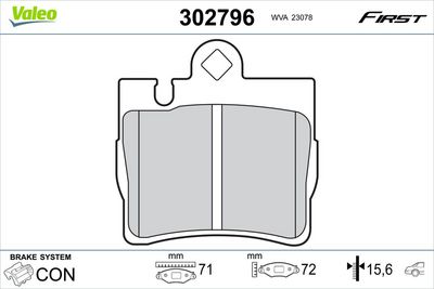 Brake Pad Set, disc brake VALEO 302796
