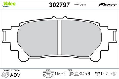 Brake Pad Set, disc brake VALEO 302797