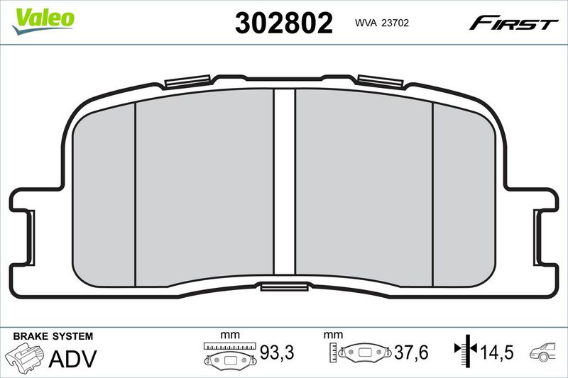 VALEO 302802 Brake Pad Set, disc brake