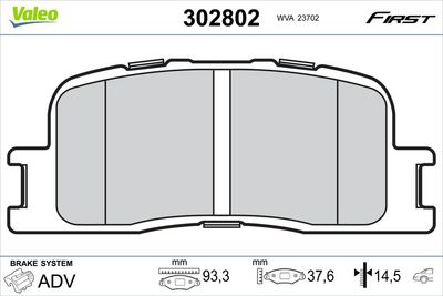 Brake Pad Set, disc brake VALEO 302802