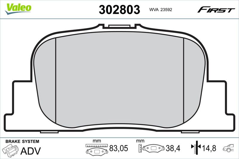 VALEO 302803 Brake Pad Set, disc brake