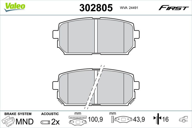 VALEO 302805 Brake Pad Set, disc brake