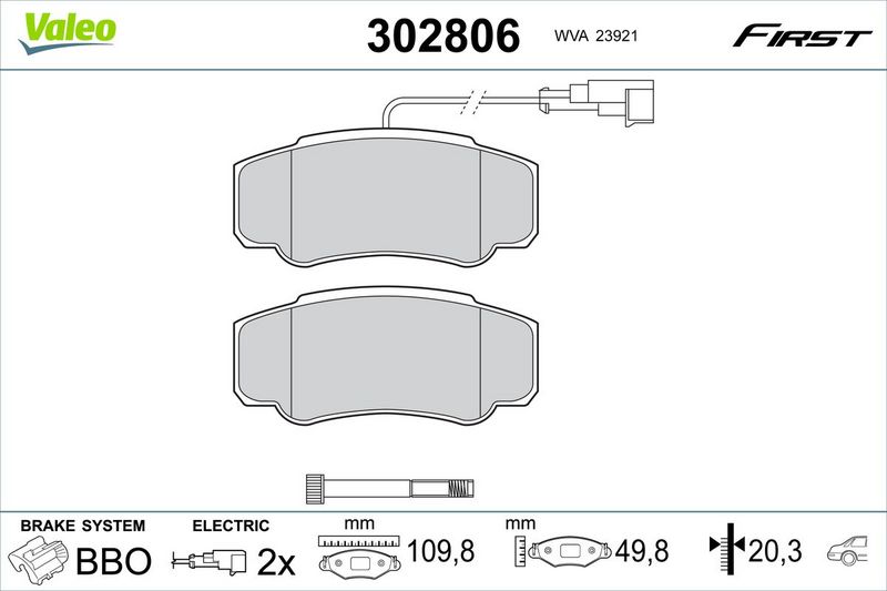 VALEO 302806 Brake Pad Set, disc brake