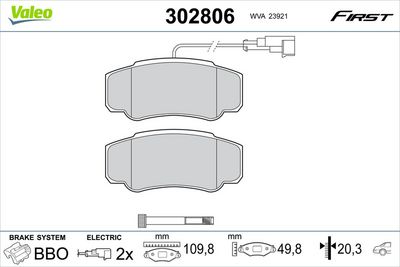 Brake Pad Set, disc brake VALEO 302806
