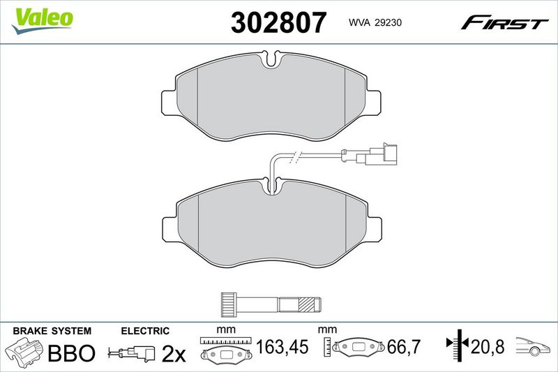 VALEO 302807 Brake Pad Set, disc brake