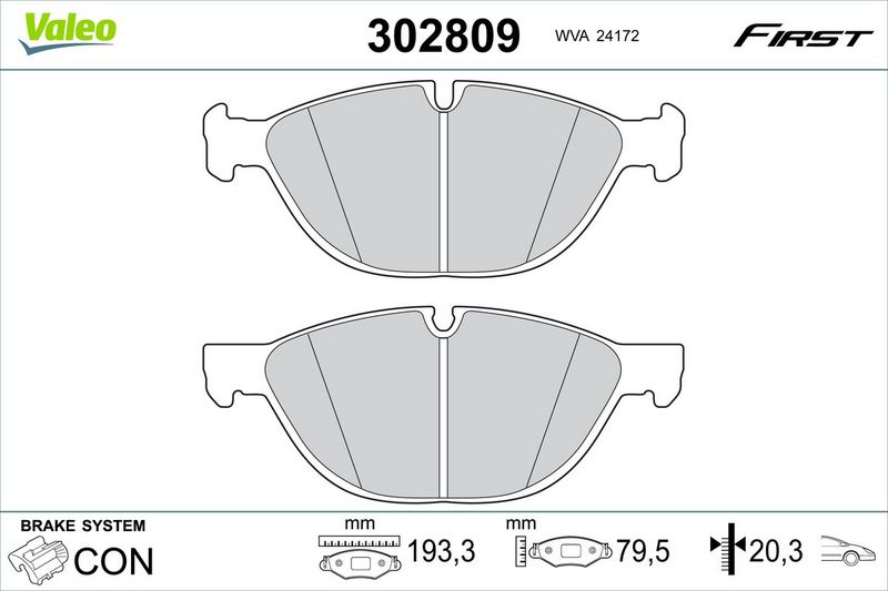 VALEO 302809 Brake Pad Set, disc brake