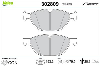 Brake Pad Set, disc brake VALEO 302809