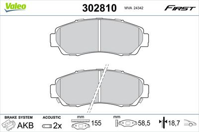 Brake Pad Set, disc brake VALEO 302810