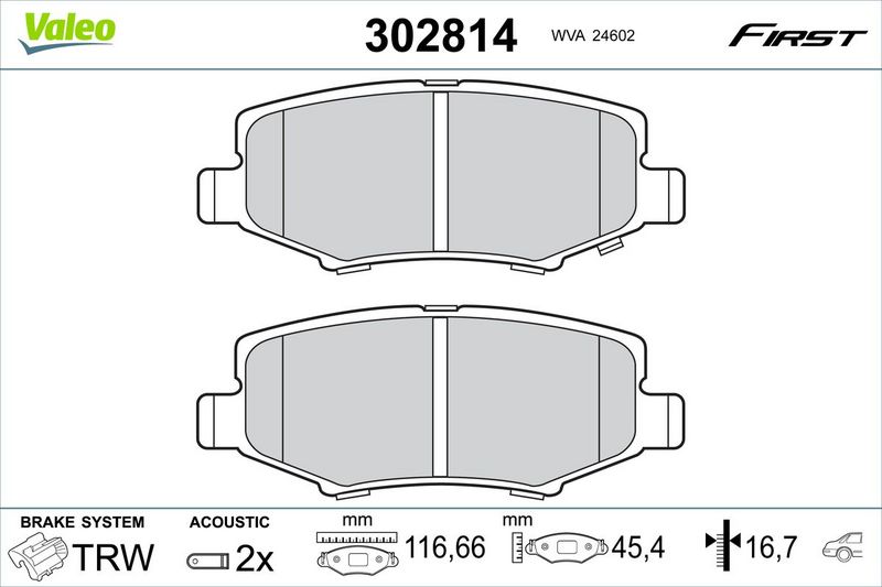 VALEO 302814 Brake Pad Set, disc brake