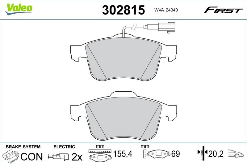 VALEO 302815 Brake Pad Set, disc brake