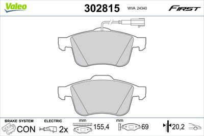 Brake Pad Set, disc brake VALEO 302815