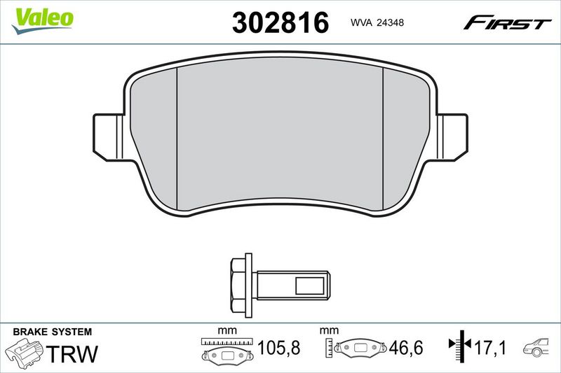 VALEO 302816 Brake Pad Set, disc brake