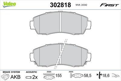 Brake Pad Set, disc brake VALEO 302818