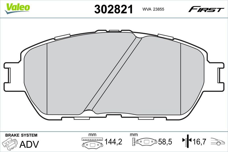 VALEO 302821 Brake Pad Set, disc brake
