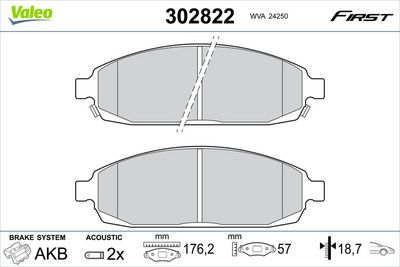 Brake Pad Set, disc brake VALEO 302822