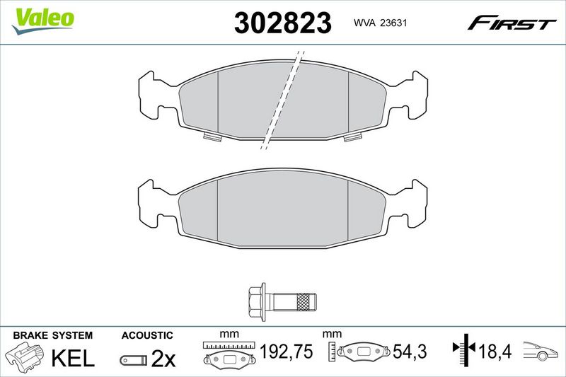 VALEO 302823 Brake Pad Set, disc brake