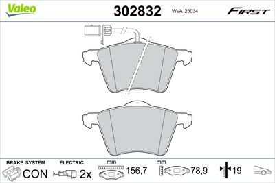 Brake Pad Set, disc brake VALEO 302832