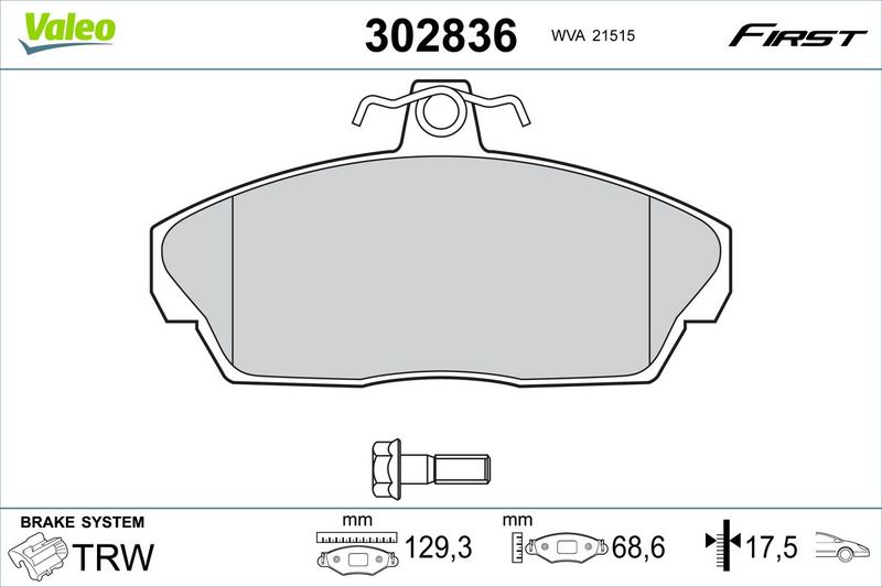 VALEO 302836 Brake Pad Set, disc brake