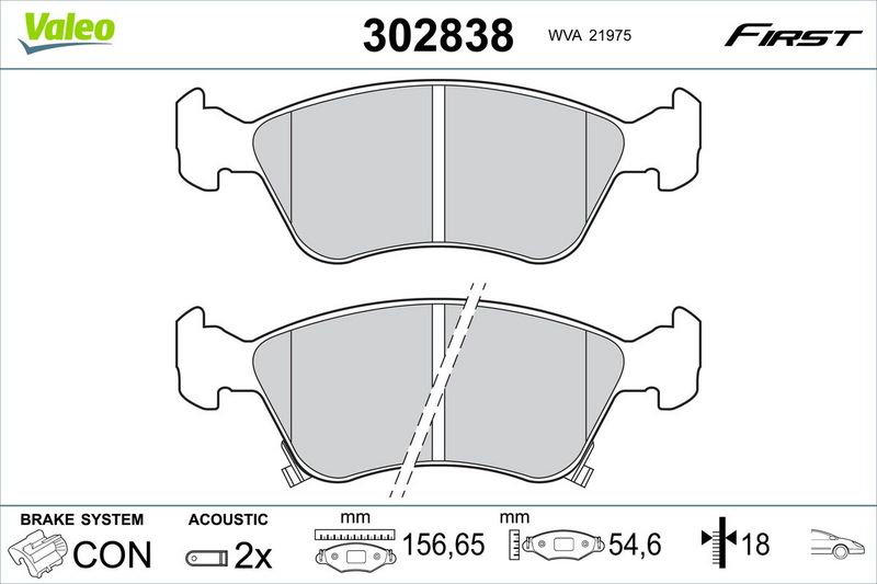 VALEO 302838 Brake Pad Set, disc brake