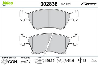 Brake Pad Set, disc brake VALEO 302838