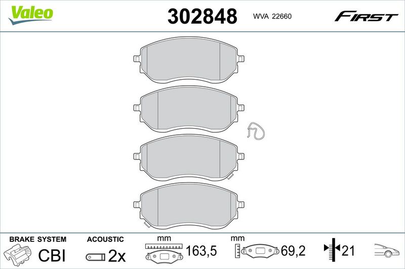 VALEO 302848 Brake Pad Set, disc brake