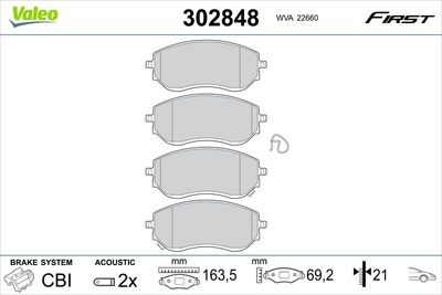 Brake Pad Set, disc brake VALEO 302848
