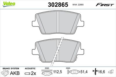 Brake Pad Set, disc brake VALEO 302865